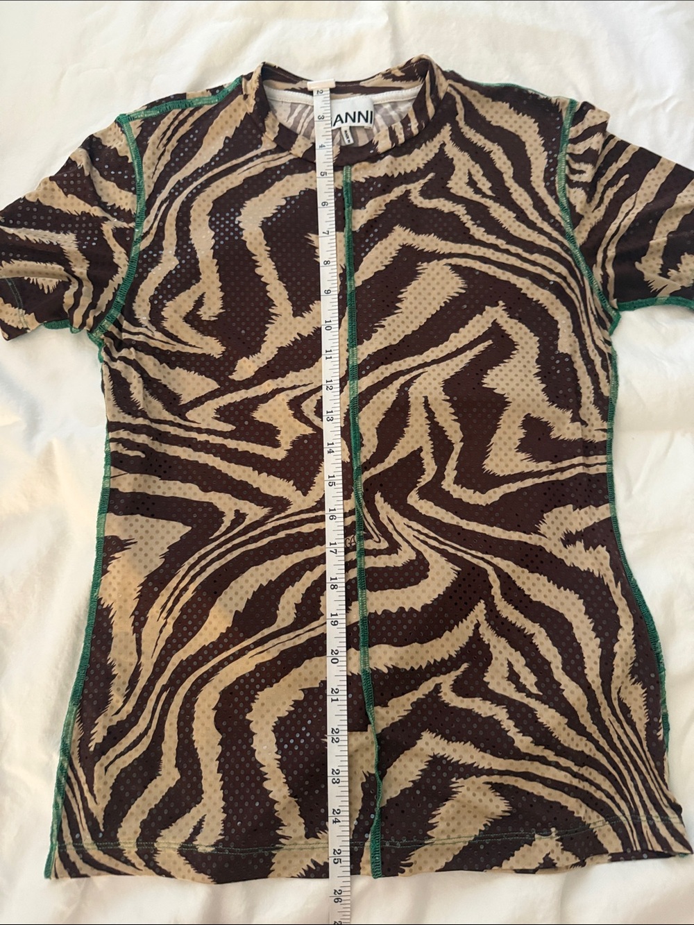 Ganni Brown, Cream & Green Zebra-Print Top - Picture 6 of 6